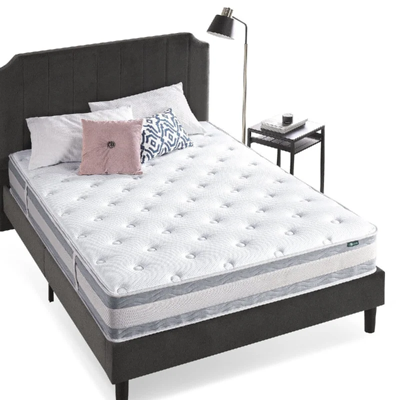 10 Inch Comfort Support Hybrid Quilted Mattress, Pocket Innersprings for Motion Isolation, Edge Support, Queen, White