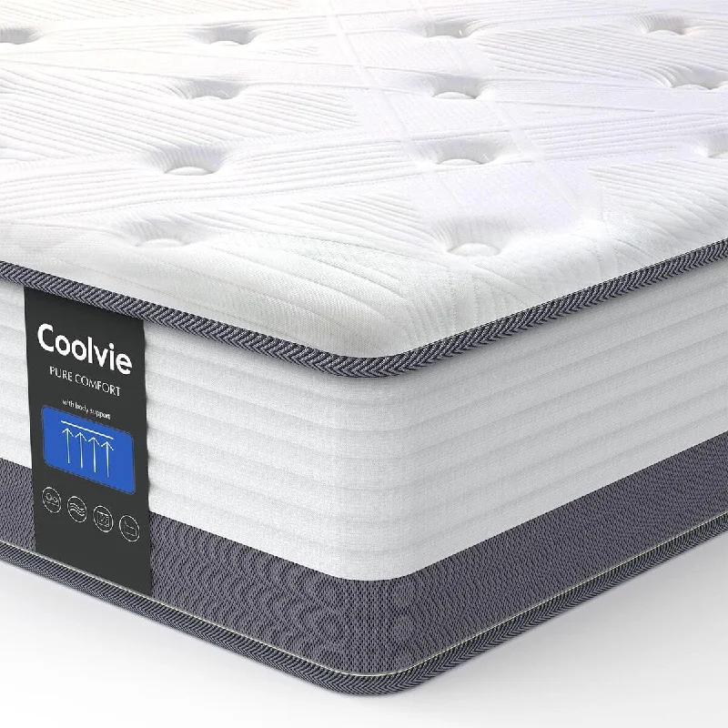 10 Inch Twin XL Mattress, Twin XL Hybrid Mattress, Low Motion Transfer & Bed in A Box, Pocketed Coils and Gel Memory Foam Layer