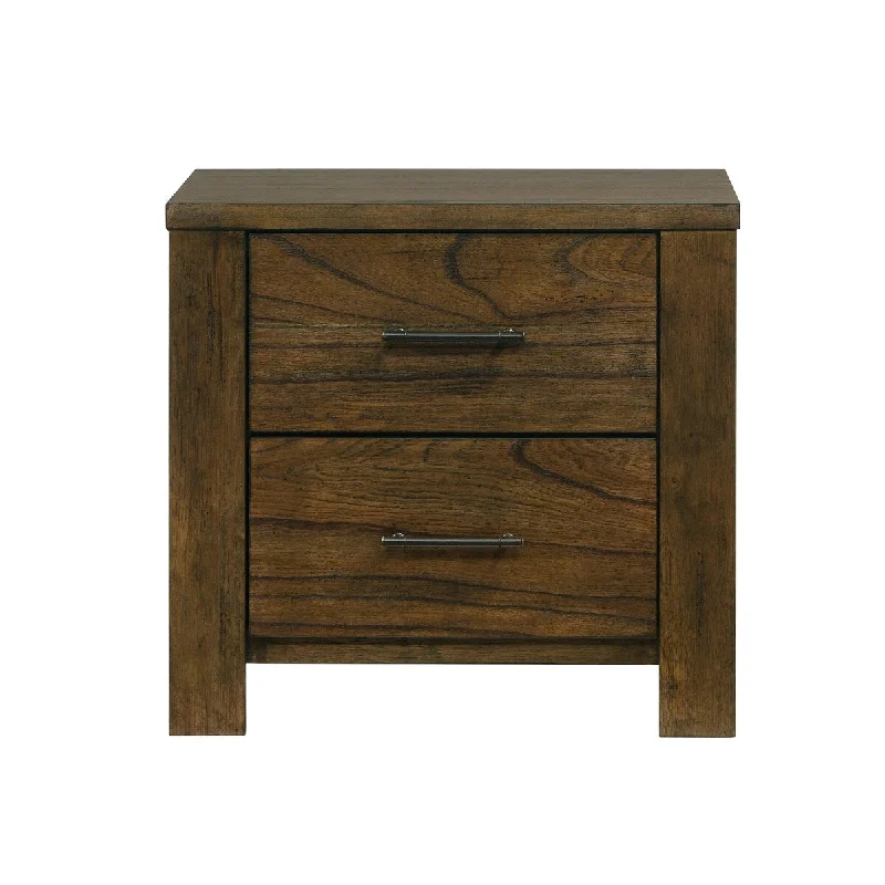 1pc Oak Finish Nightstand of 2x Drawers Rustic Aesthetic Bedroom Furniture 1pc Bedside Cabinet