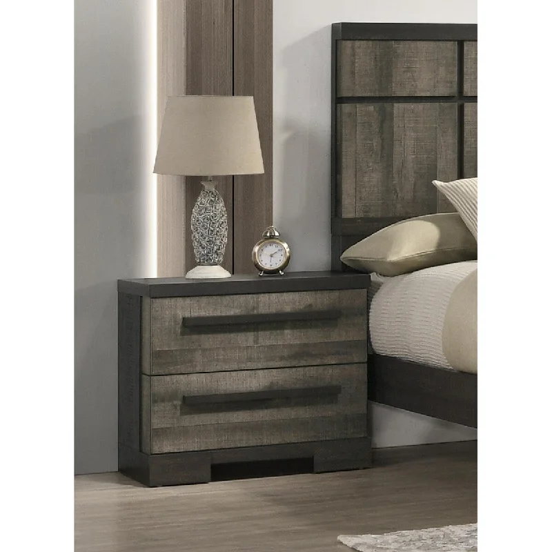 1pcs Contemporary Nightstand Wooden Bedroom Furniture with Two Storage Drawers