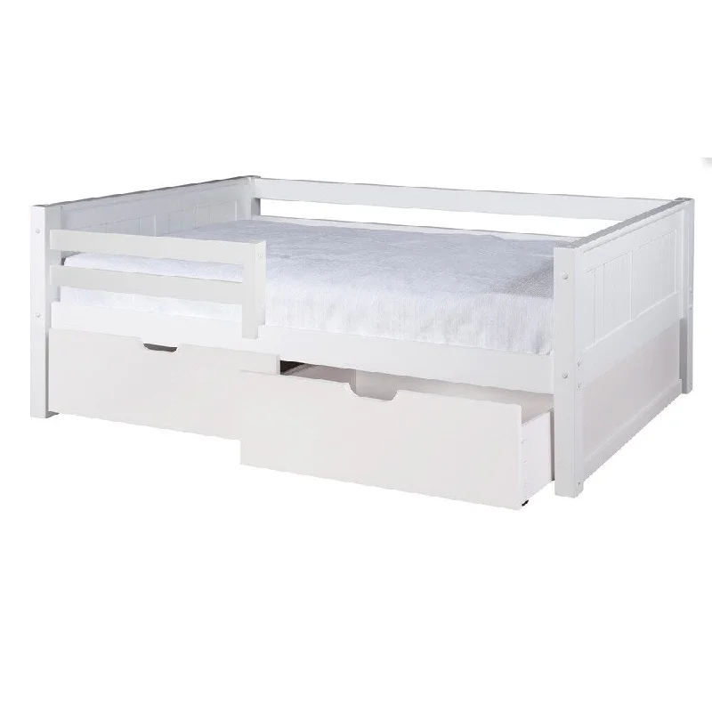 Camaflexi Twin-size White Finish Panel Day Bed with Guard Rail and Drawers