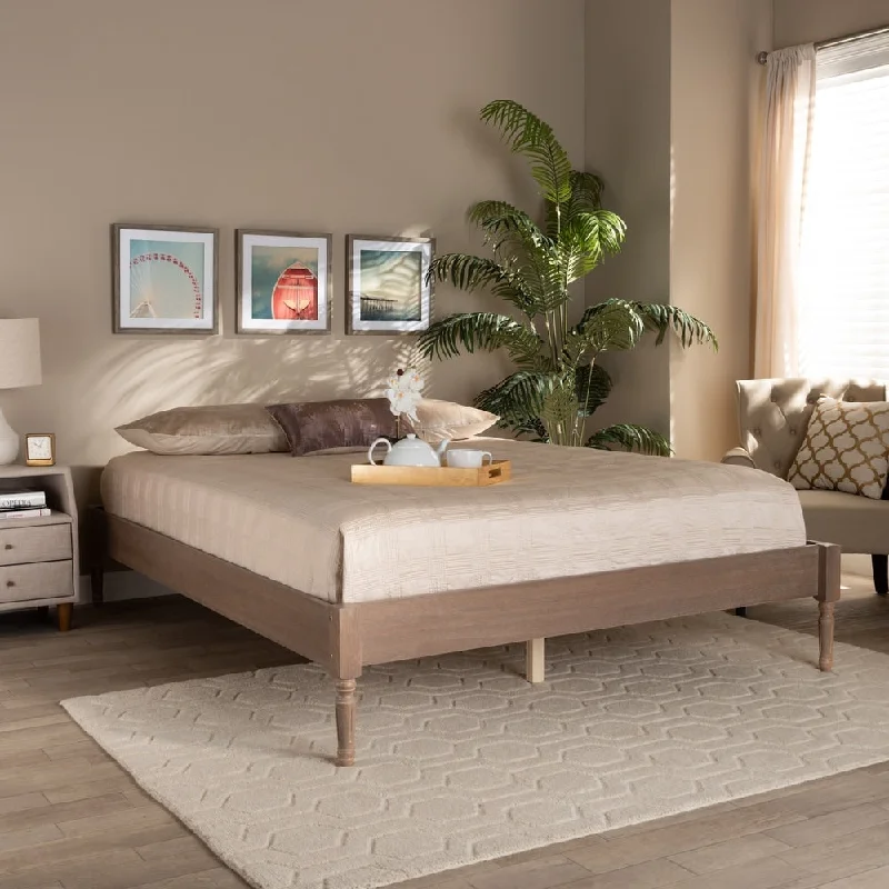 Colette French Bohemian Wood Platform Bed Frame