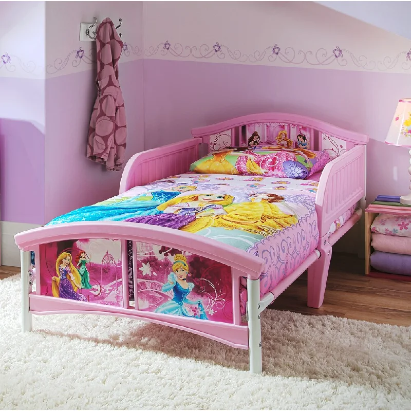 Disney Princess Pink Metal, Plastic, Polyester Blend Toddler Bed