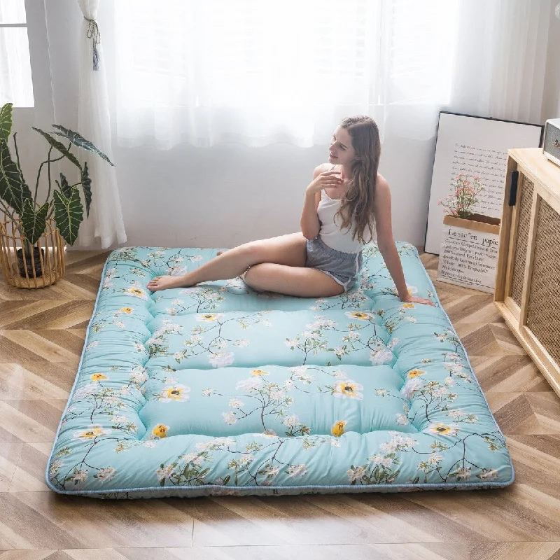 Floral Printed Japanese Roll Up Floor Futon Mattress