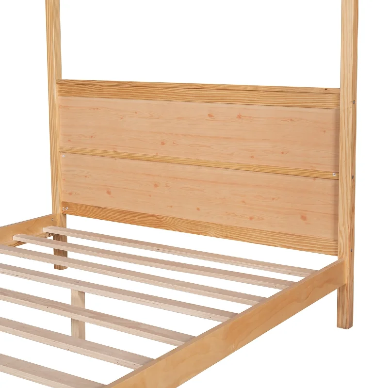 Full Size Canopy Platform Bed with Headboard