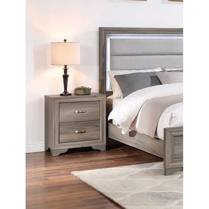 Modern 1pcs Nightstand, Wooden Bedside Table with 2- Drawers Bedroom Furniture