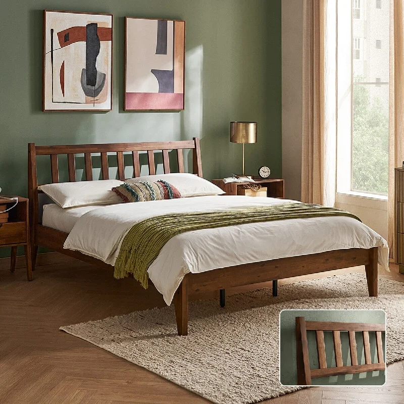 Mopio Ted Acacia Solid Wood Bed Frame with Headboard