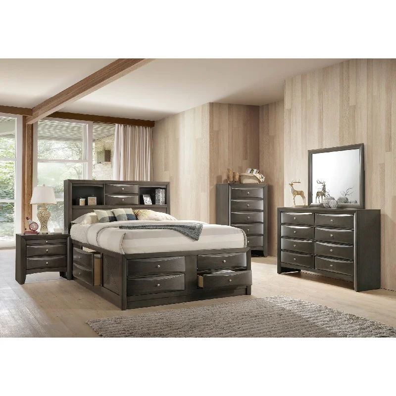 Priscella 6 Piece Gray Oak Storage Platform Bedroom Set