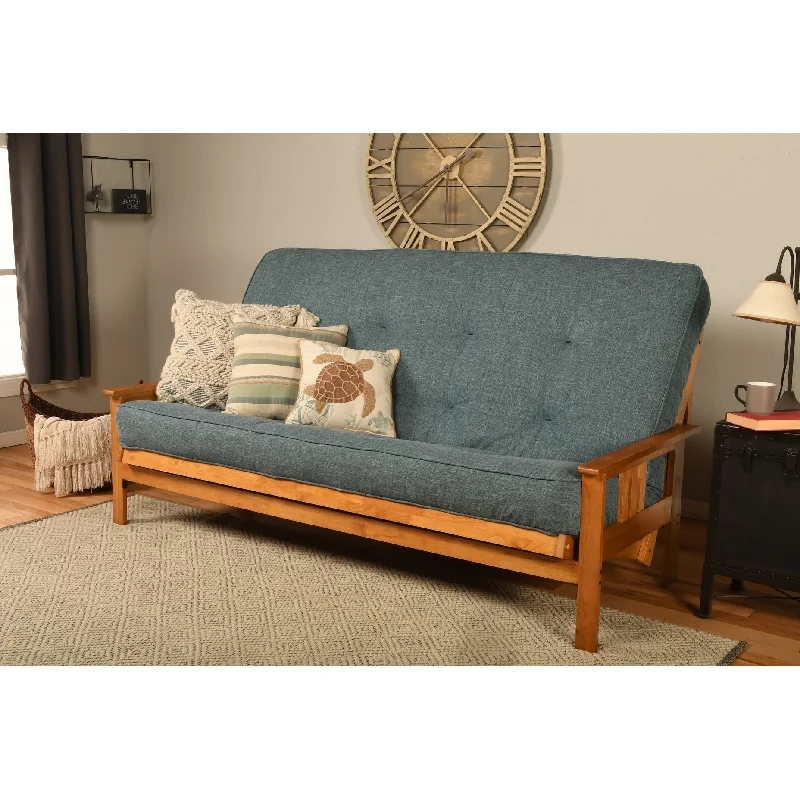 Somette Monterey Queen-size Futon Set in Butternut Finish with Linen Mattress