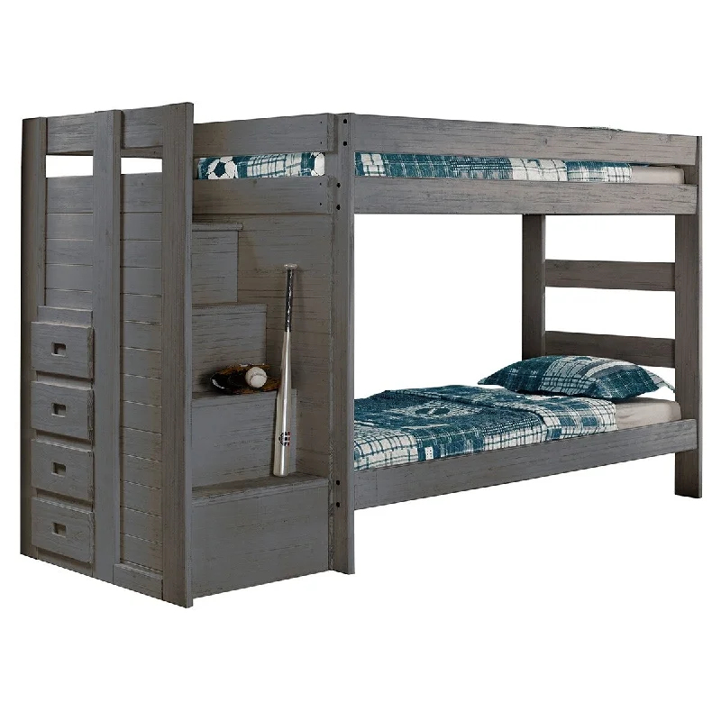 Staircase Bunk Bed with Drawers (Twin Size)