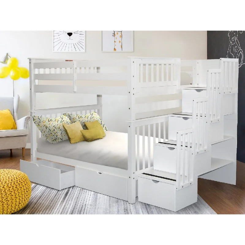 Taylor & Olive Trillium Full over Full Stairway Bunk Bed, 2 Drawers