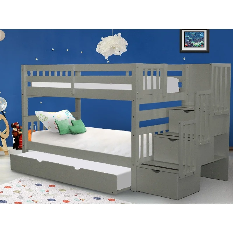 Taylor & Olive Trillium Twin over Twin Stairway Bunk Bed, Twin Trundle