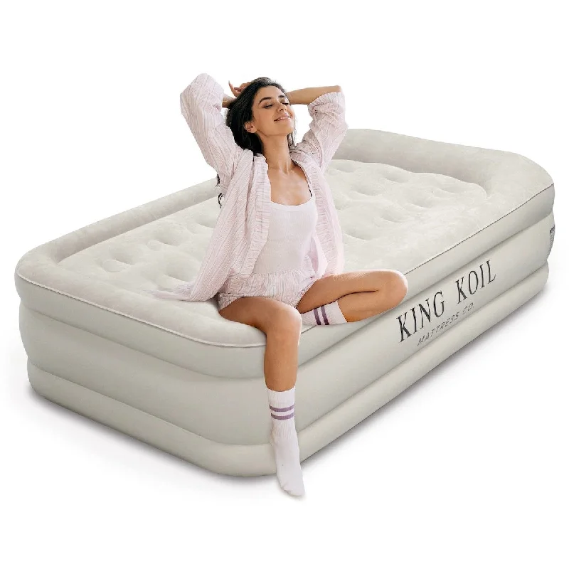 Twin Air Mattress with Built-in Pump - Double High Elevated Raised Airbed for Guests with Comfortable Top Inflatable Bed