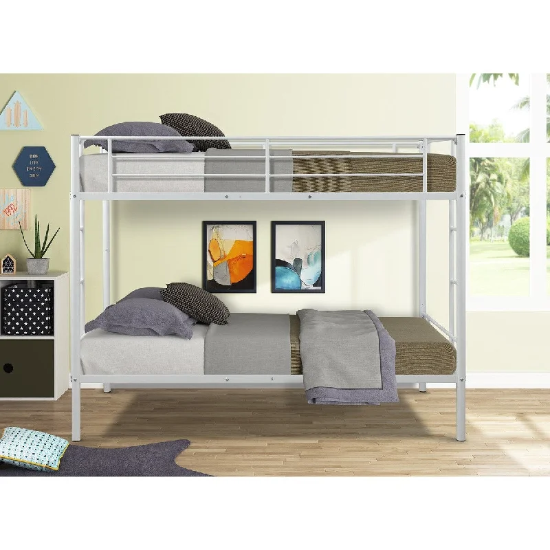 Twin over twin Metal bunk bed with Two-side Ladders