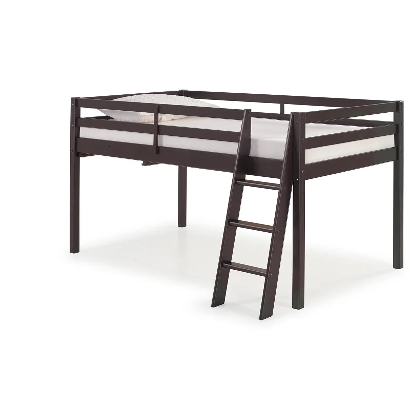 Twin Wood Junior Loft Bed, Espresso - Brown