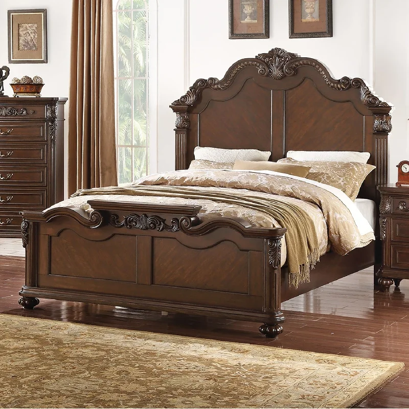 Wooden Bed in Dark Cherry Finish