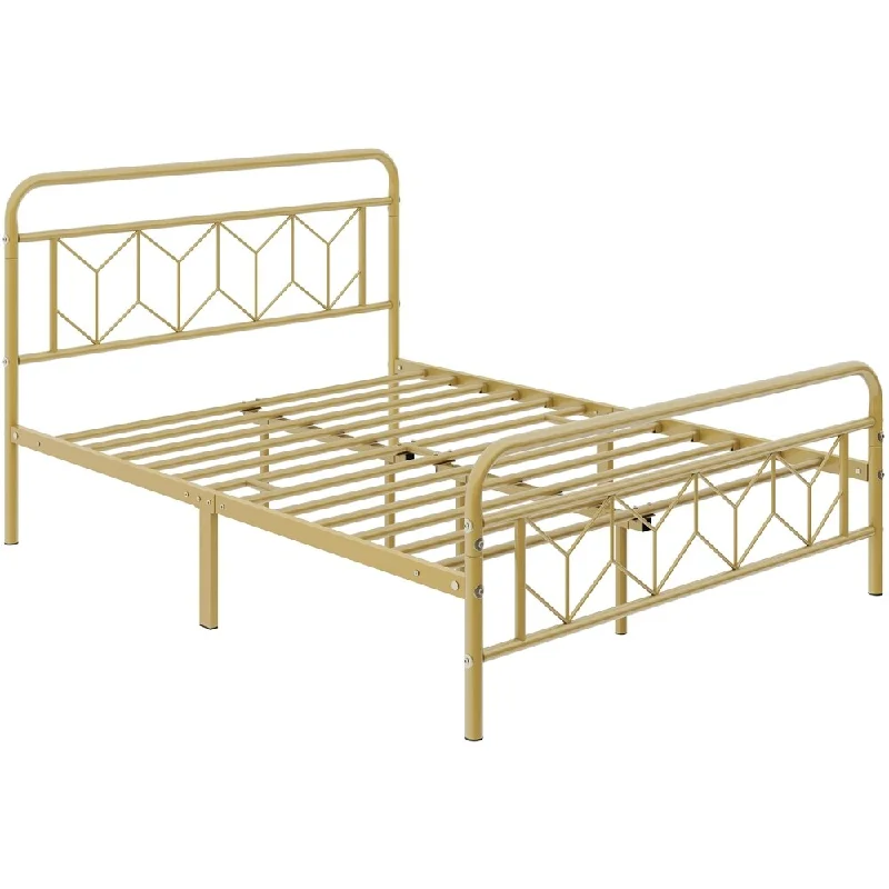 Yaheetech Metal Bed Frame with Diamond Pattern Headboard