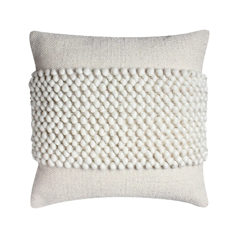 20 x 20 Square Cotton Accent Throw Pillow, Textured Dotted Fabric Details, White