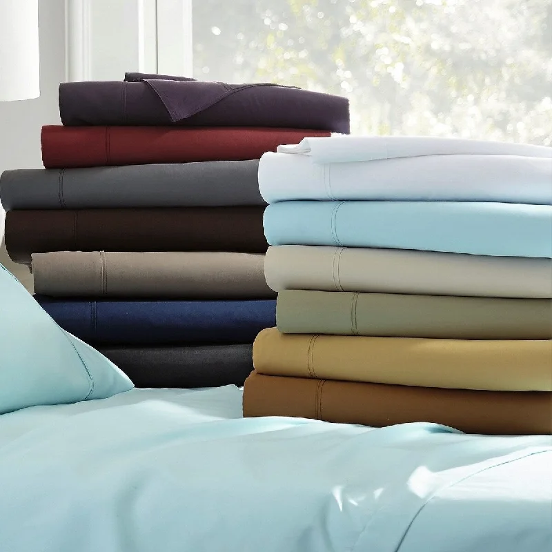 200 TC 100pct Cotton Percale Solid Color Sheet Set