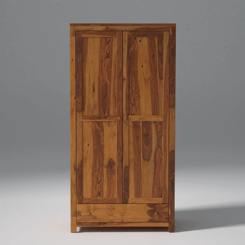 Arcadia Sheesham Wood Wardrobe In Light Honey