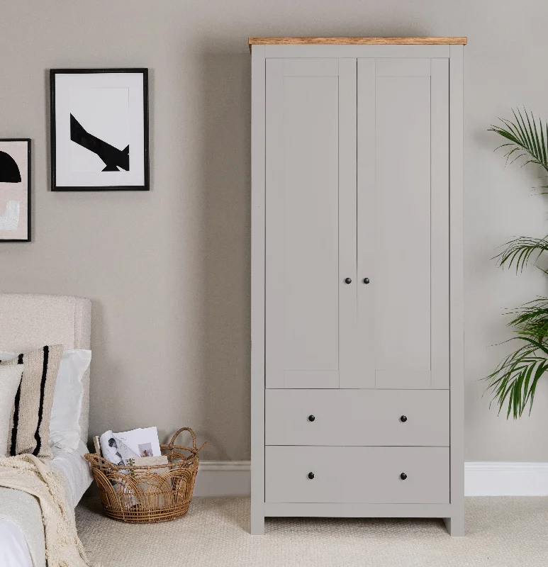 Bampton 2 Door Tall Wardrobe - Stone Grey