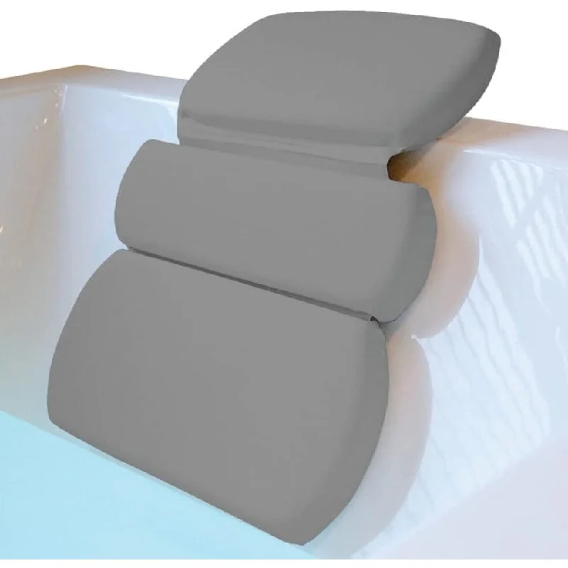 Bathtub Pillows for Neck Head and Back Support, Strong Suction Waterproof Headrest for Curved or Straight Tubs, Grey