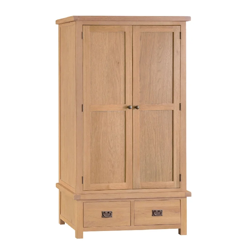 Chunky Oak 2 Doors 2 Drawers Wardrobe