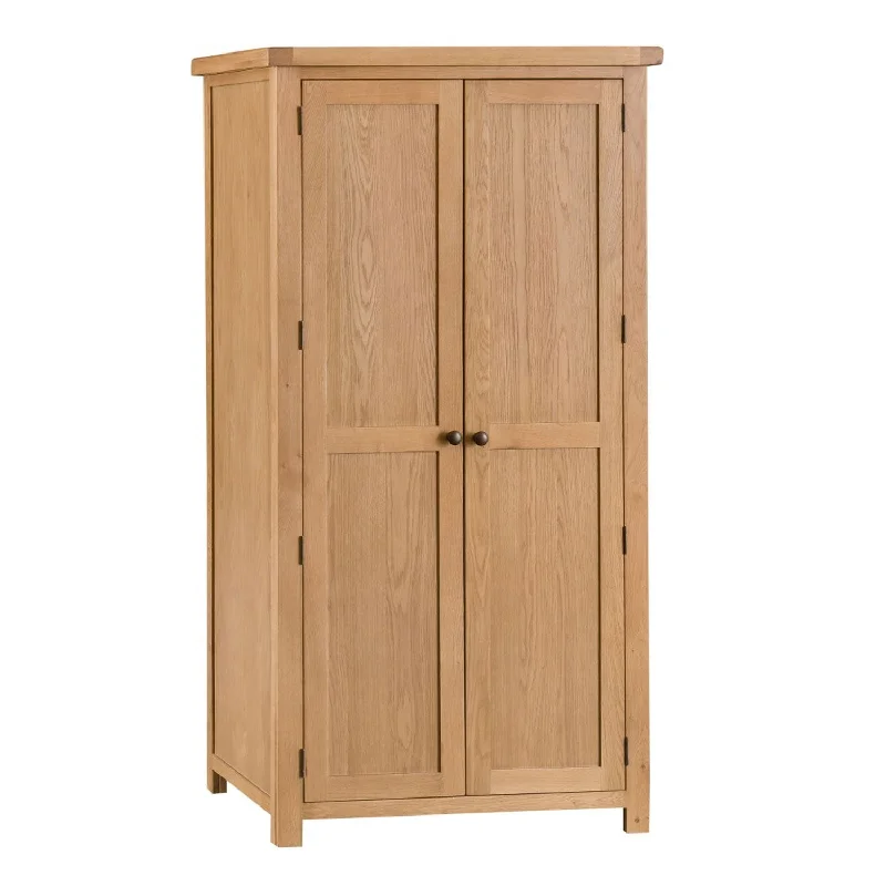 Chunky Oak Solid Wood 2 Doors Wardrobe