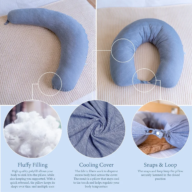 Crescent Cooling Pregnancy Pillows Body Pillow for Adults Side Sleeper Maternity and Nursing Pillow Breast Feeding