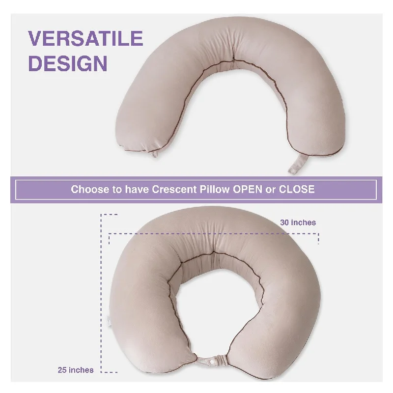 Crescent Pregnancy Pillows Body Pillow Side Sleeper Maternity and Nursing Pillow Breast Feeding Pregnancy Must Haves Mocha