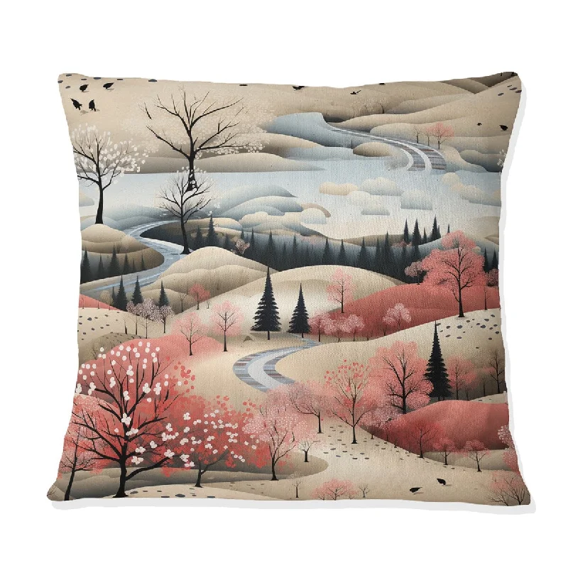 Designart "Autumn Scenery Scandinavian Pattern II" Floral Printed Throw Pillow