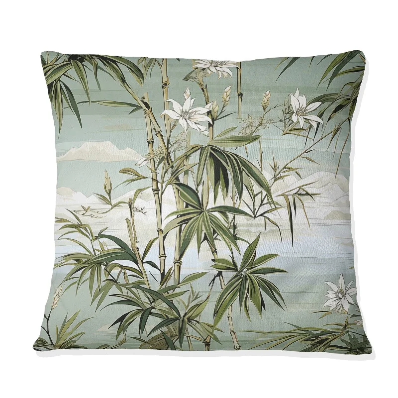 Designart "Bamboo Reflections Tropical Pattern IV" Tropical Printed Throw Pillow