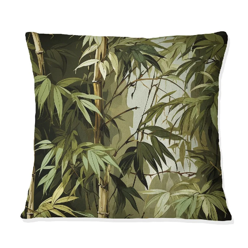 Designart "Bamboo Retreat Tropical Pattern" Tropical Printed Throw Pillow