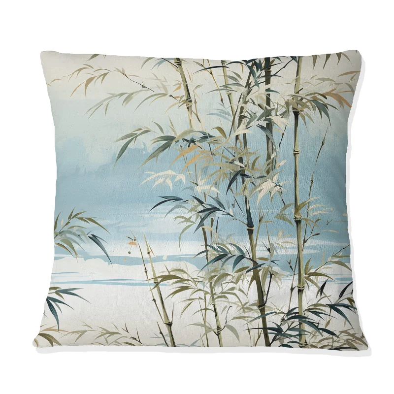 Designart "Bamboo Tranquility Tropical Pattern I" Tropical Printed Throw Pillow