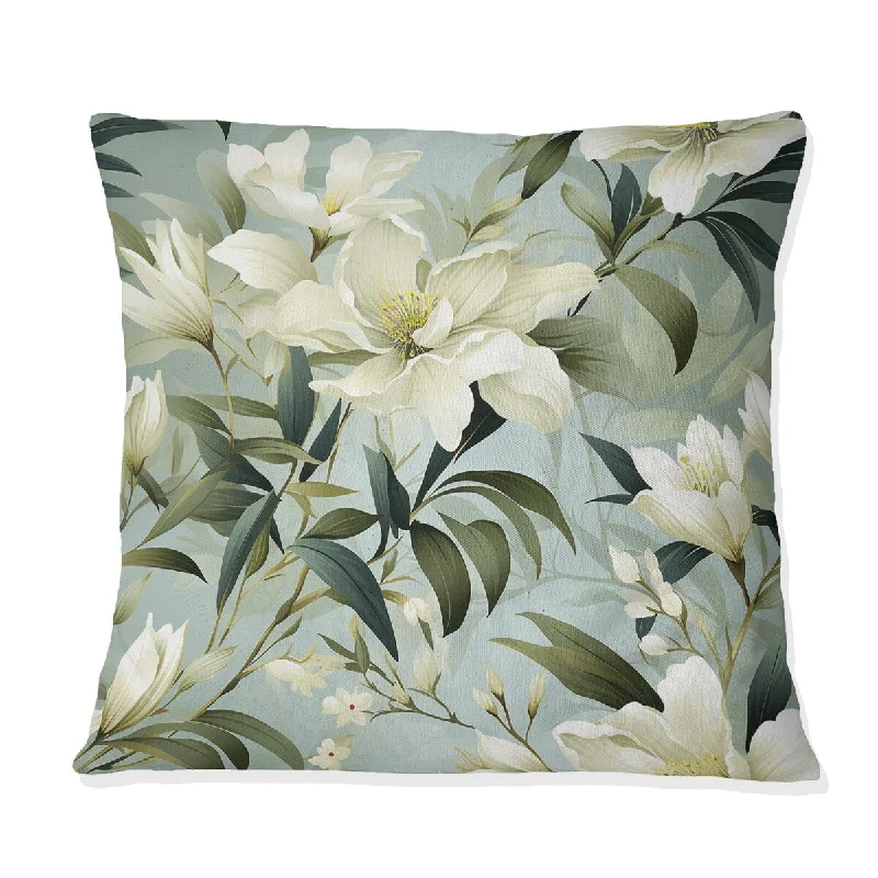 Designart "Bamboo Whispers Tropical Pattern I" Tropical Printed Throw Pillow