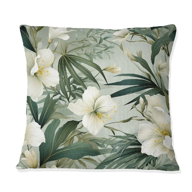 Designart "Bamboo Whispers Tropical Pattern IV" Tropical Printed Throw Pillow