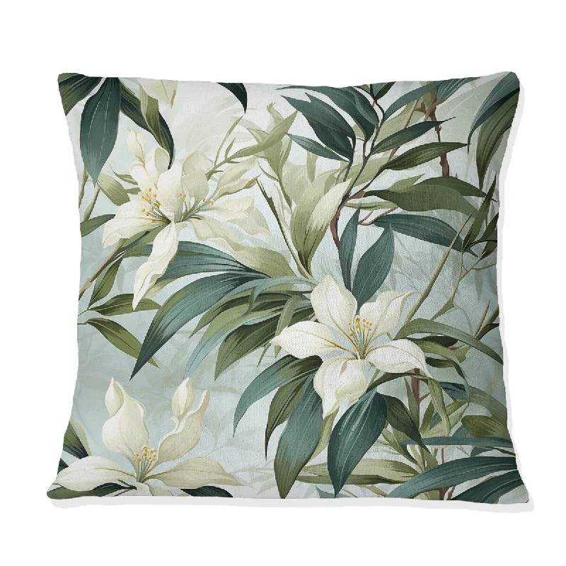 Designart "Bamboo Whispers Tropical Pattern" Tropical Printed Throw Pillow