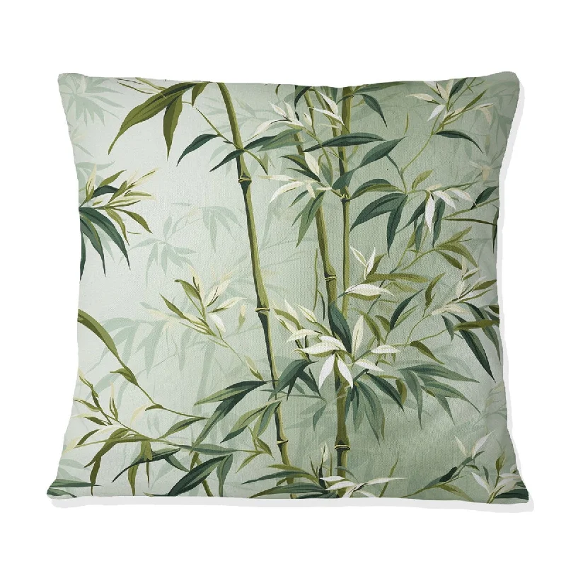 Designart "Bamboo Zen Tropical Pattern I" Tropical Printed Throw Pillow