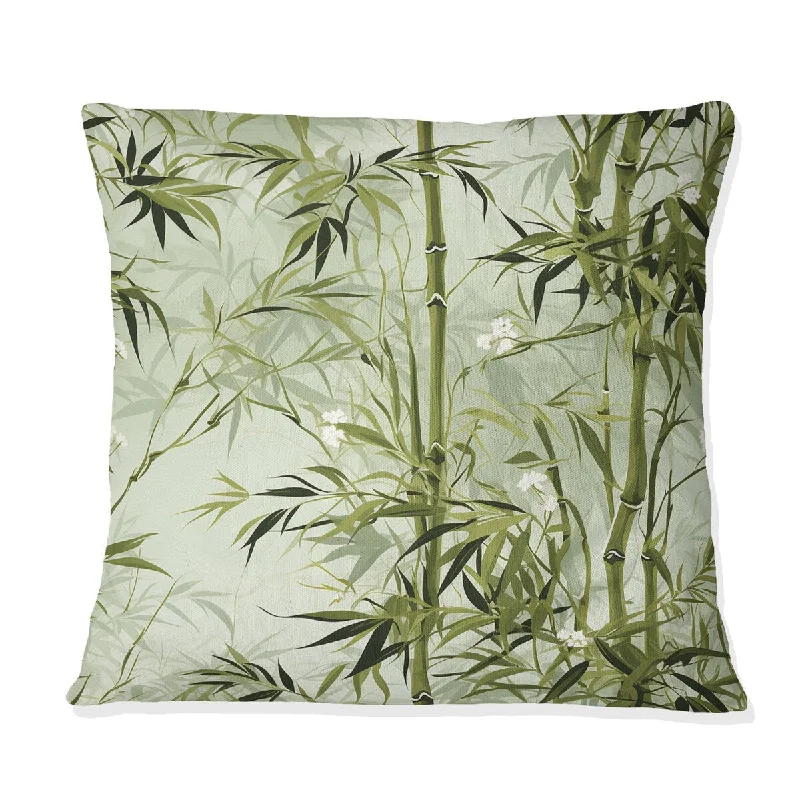 Designart "Bamboo Zen Tropical Pattern III" Tropical Printed Throw Pillow