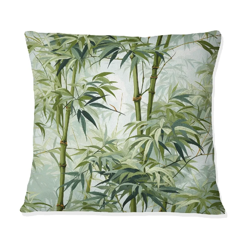 Designart "Bamboo Zen Tropical Pattern VI" Tropical Printed Throw Pillow