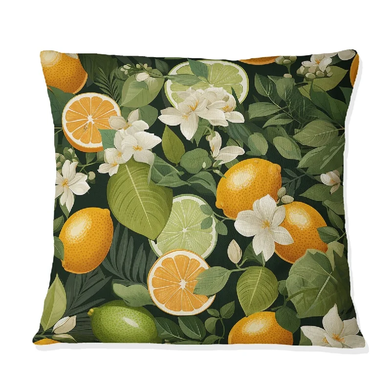 Designart "Citrus Zest Tropical Pattern I" Tropical Printed Throw Pillow