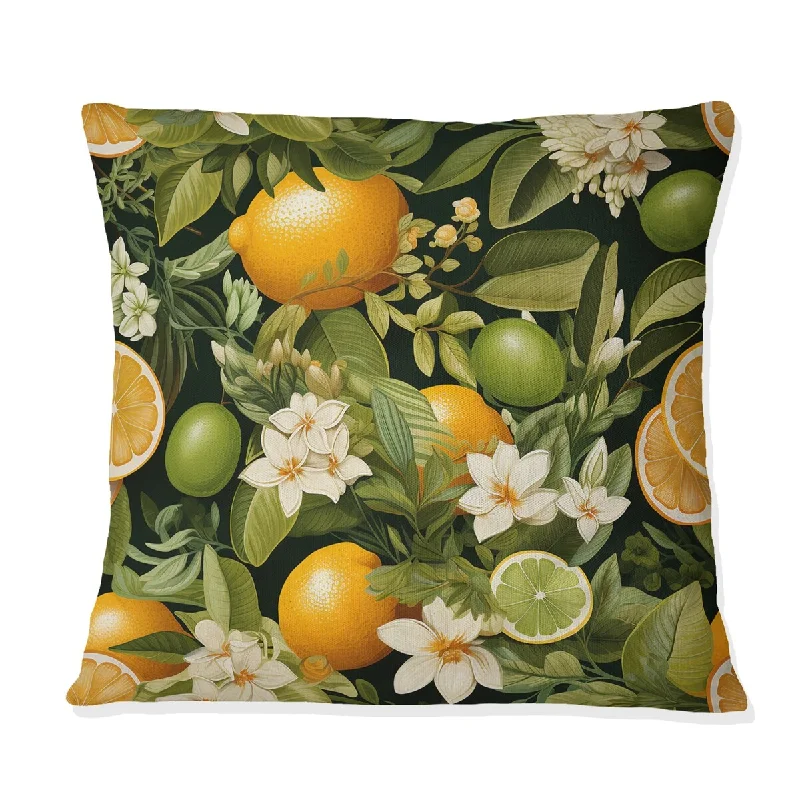 Designart "Citrus Zest Tropical Pattern II" Tropical Printed Throw Pillow