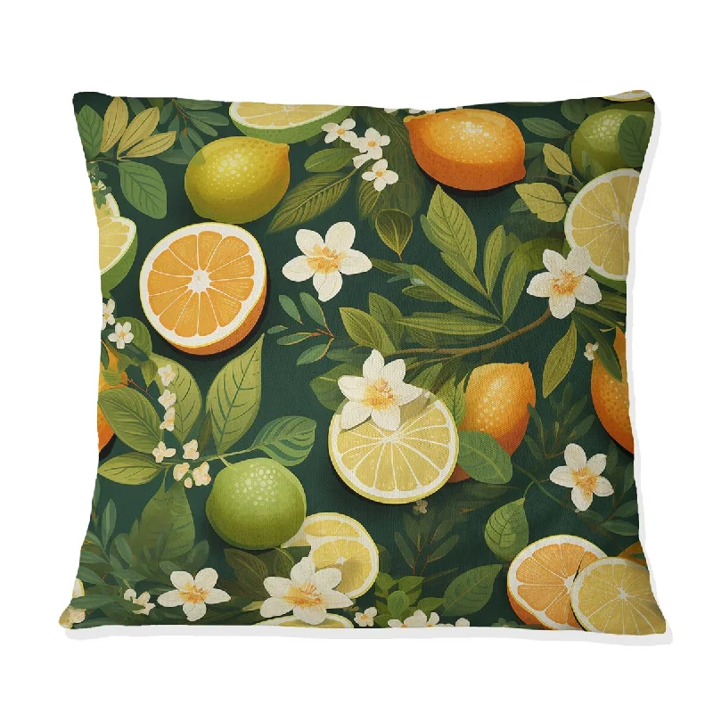 Designart "Citrus Zest Tropical Pattern IV" Tropical Printed Throw Pillow