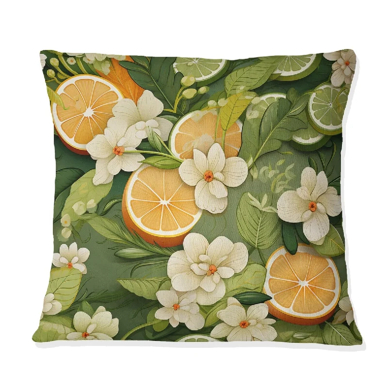 Designart "Citrus Zest Tropical Pattern" Tropical Printed Throw Pillow