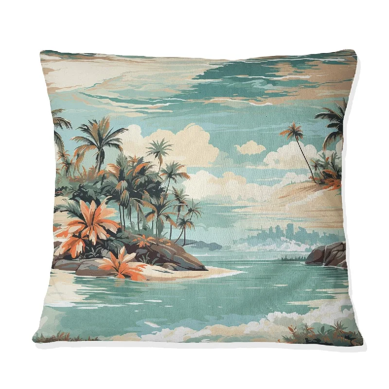 Designart "Coastal Vision Tropical Pattern" Tropical Printed Throw Pillow