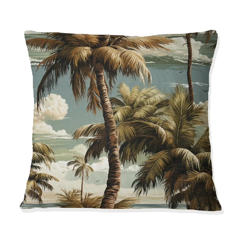 Designart "Coconut Grove Tropical Pattern I" Tropical Printed Throw Pillow