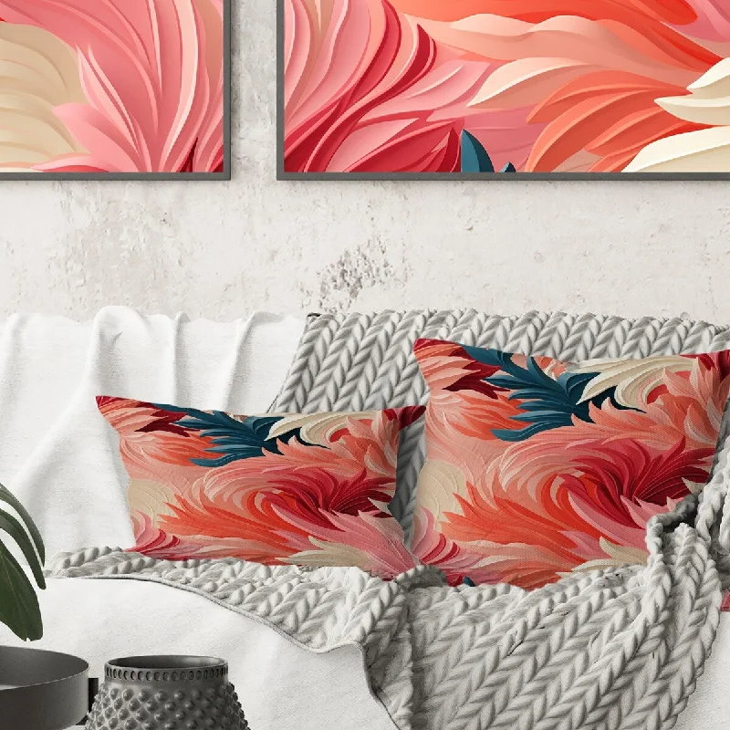 Designart "Coral Canvas Tropical Pattern" Tropical Printed Throw Pillow