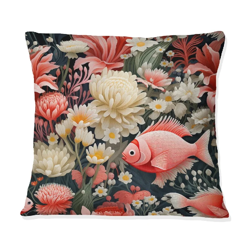 Designart "Coral Crests Tropical Pattern II" Tropical Printed Throw Pillow