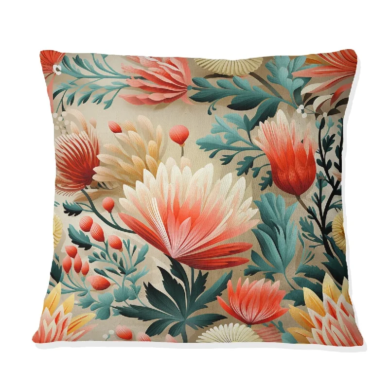 Designart "Coral Crests Tropical Pattern III" Tropical Printed Throw Pillow