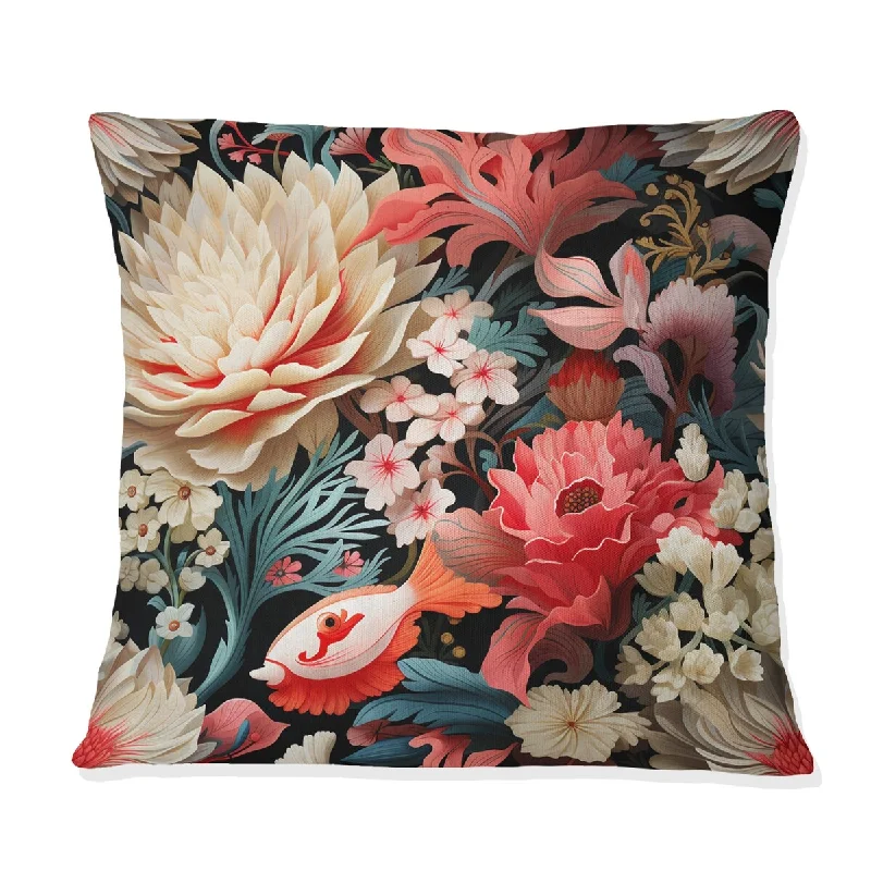 Designart "Coral Crests Tropical Pattern" Tropical Printed Throw Pillow